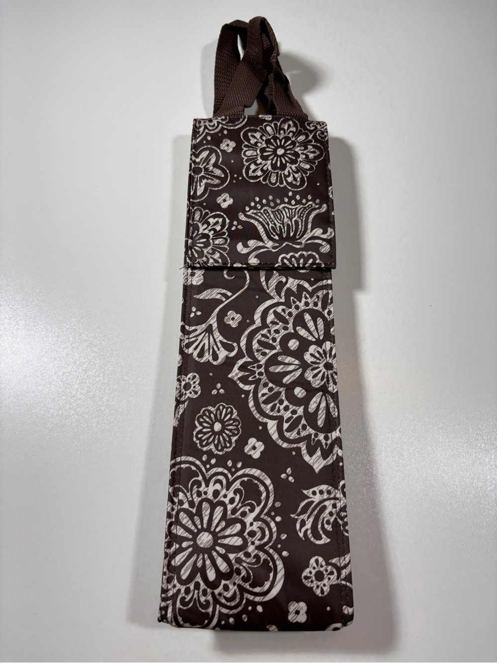 Thirty-One Gifts Perfect Bottle Thermal Bag Brown Woodblock Floral